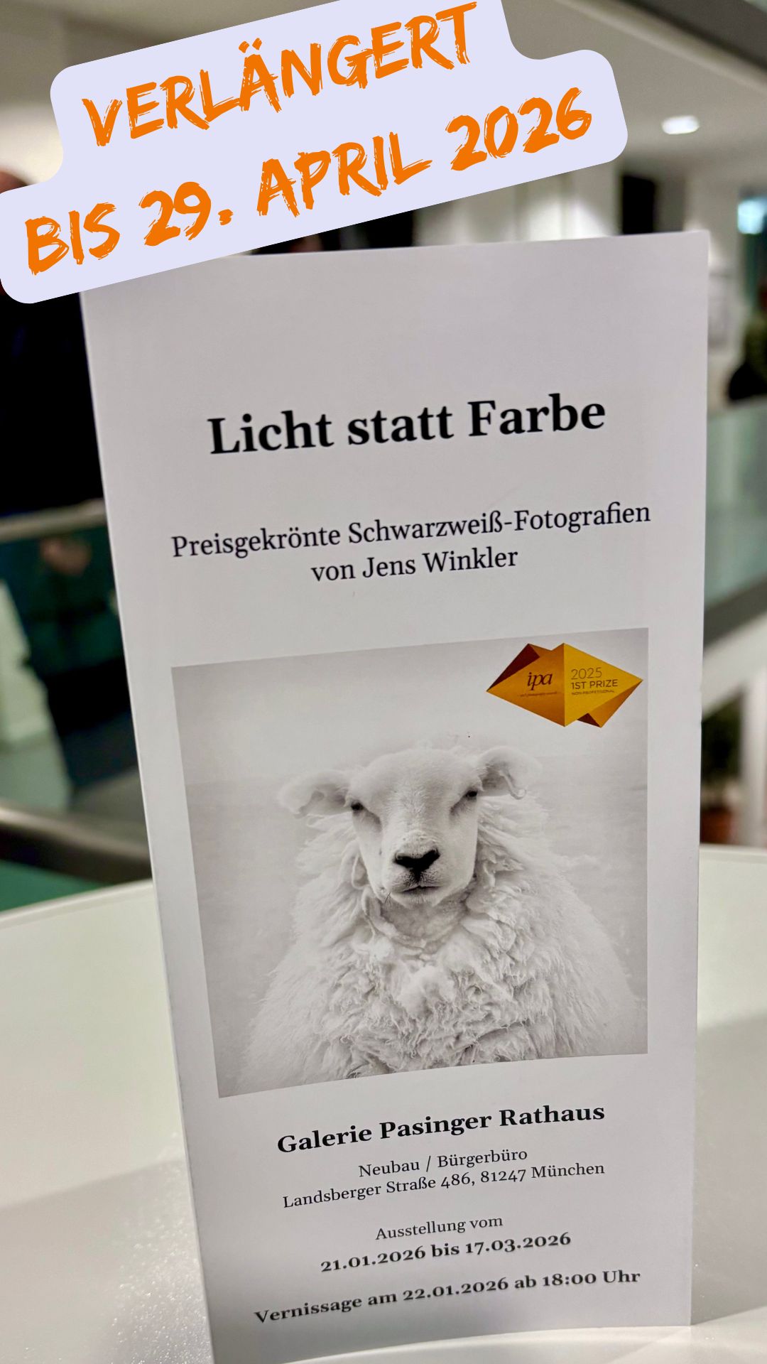 Verlängerung der Ausstellung 'Licht statt Farbe'